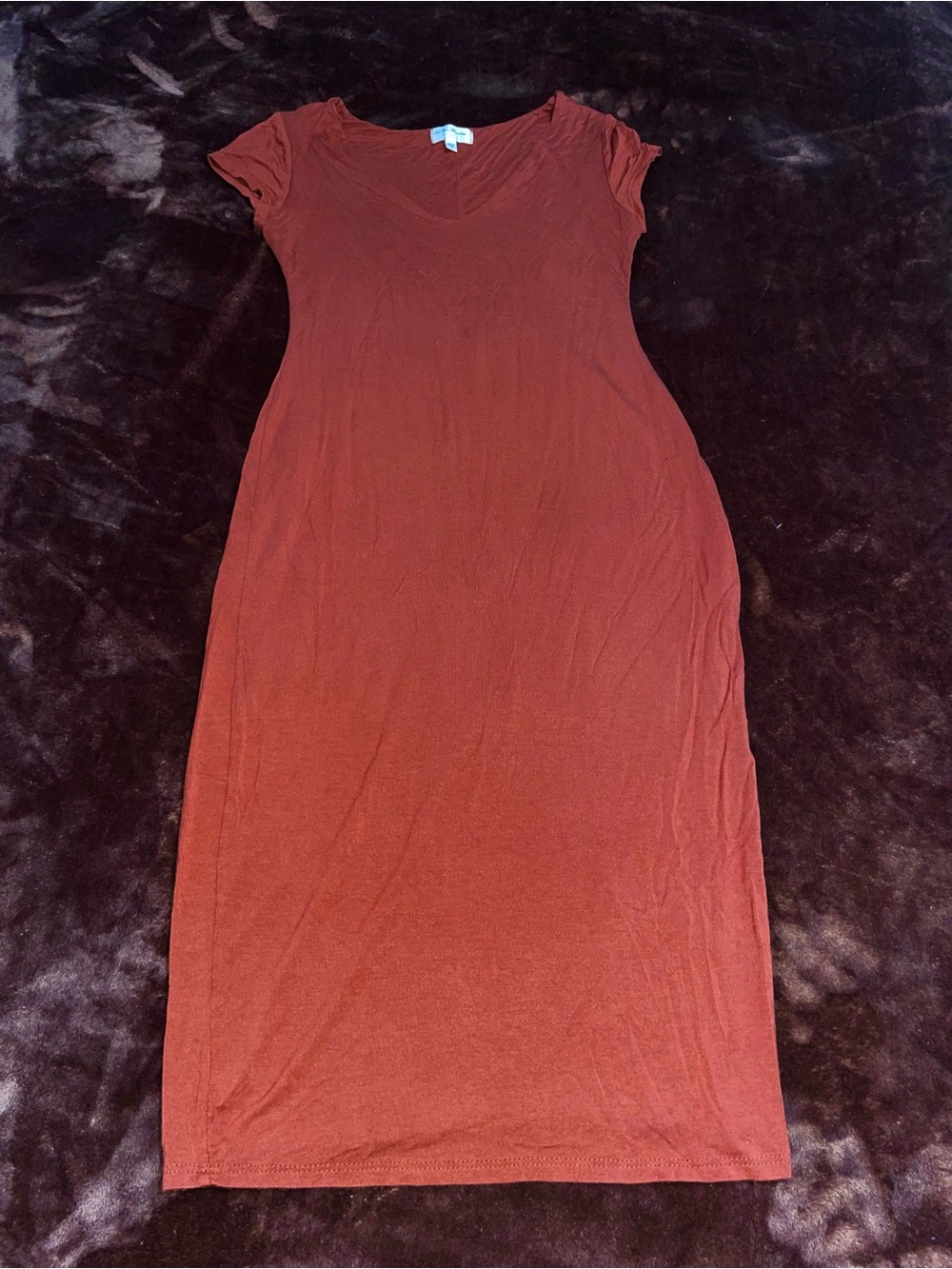 See You Monday Rust V‑Neck Maxi Dress